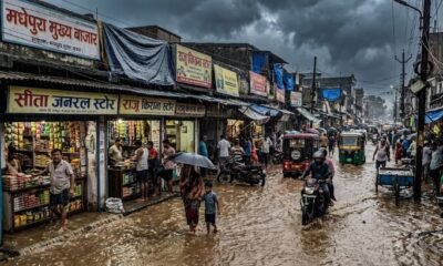 Madhepura में दो घंटे की आफत: जलमग्न हुआ मुख्य बाजार, दुकानों में घुसा पानी